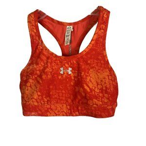 Under Armour Womens Sports Bra Size XS Orange Stretch Racerback Heat Gear